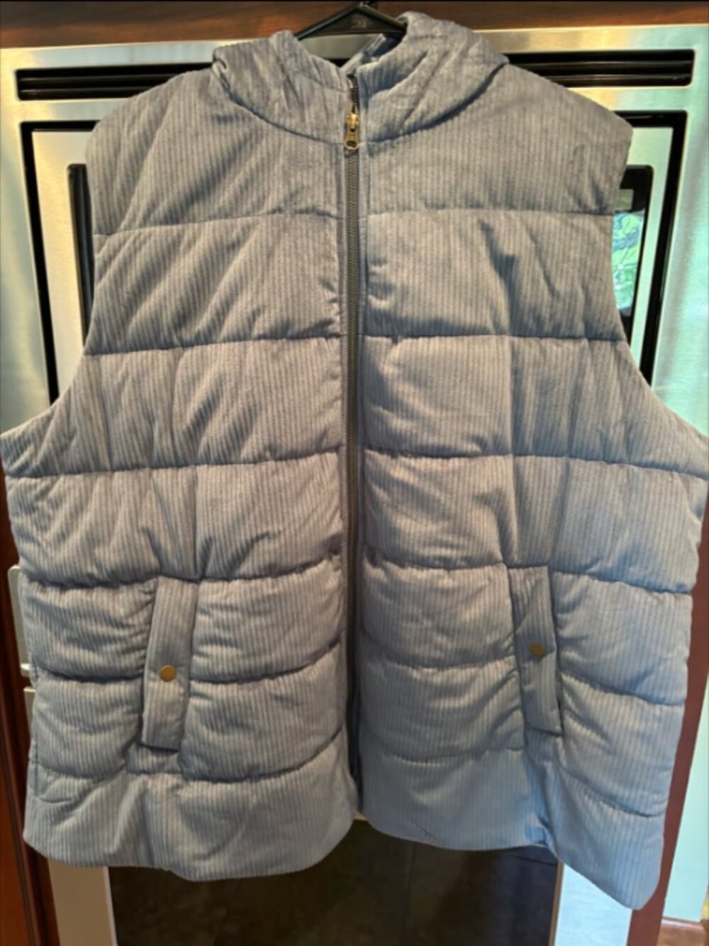 Susan Graver Hooded Blue Puffer Vest 2X
